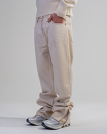 JEANS FLARE FIT CON ZIP [BEIGE] thumbnail