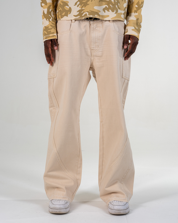 BAGGY FLARE JEANS [BEIGE]
