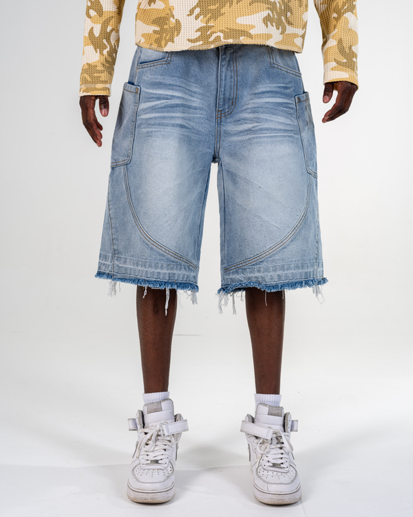 RIPPED BAGGY JORTS [BLAU]