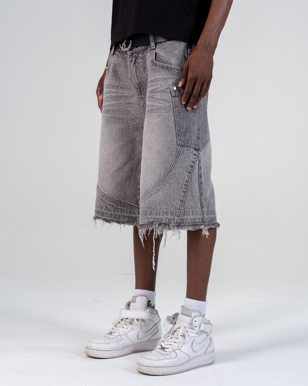 RIPPED BAGGY JORTS [GRIS]