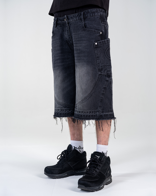 RIPPED BAGGY JORTS [NEGRO]