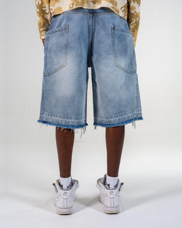 RIPPED BAGGY JORTS [BLAU]