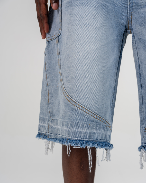 RIPPED BAGGY JORTS [BLAU]