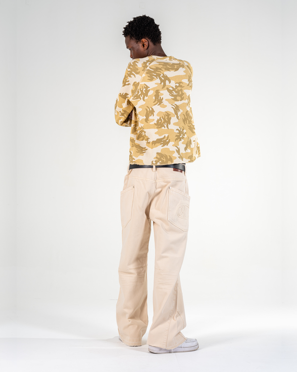 BAGGY FLARE JEANS [BEIGE]