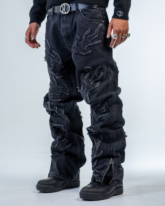 JEAN FLARE FIT ZIPPÉ FLAMES
