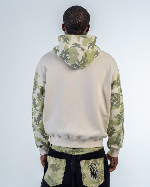 SWEAT ZIPPÉ CAMO PATCHWORK [BEIGE]