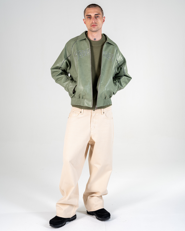 VESTE EN SIMILICUIR [OLIVE]