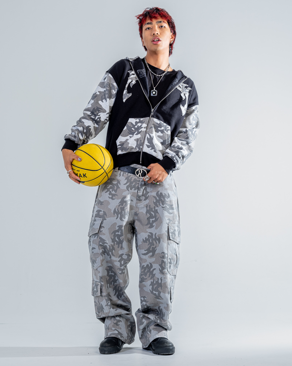 PANTALON CARGO CAMO [NOIR]