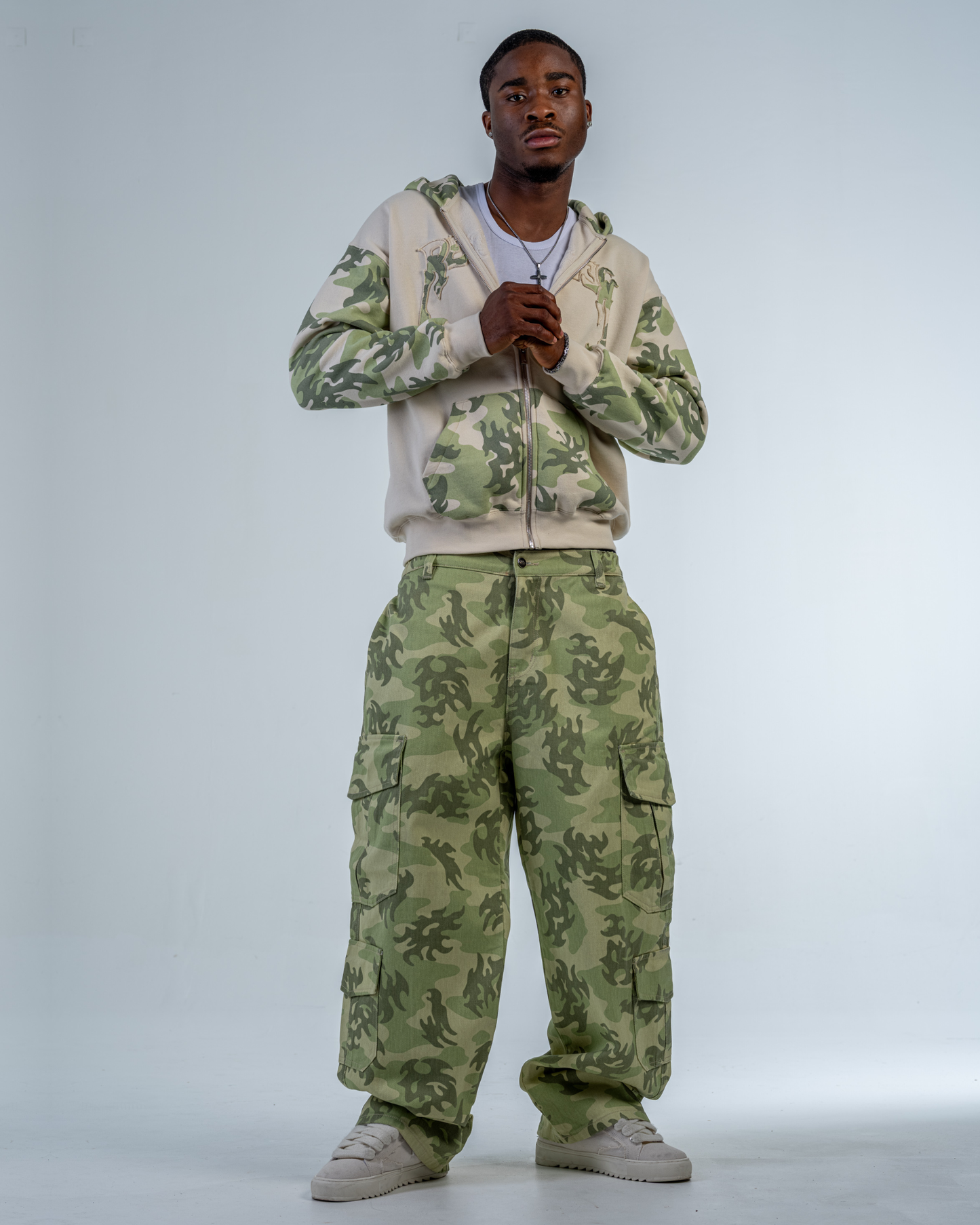 SWEAT ZIPPÉ CAMO PATCHWORK [BEIGE]