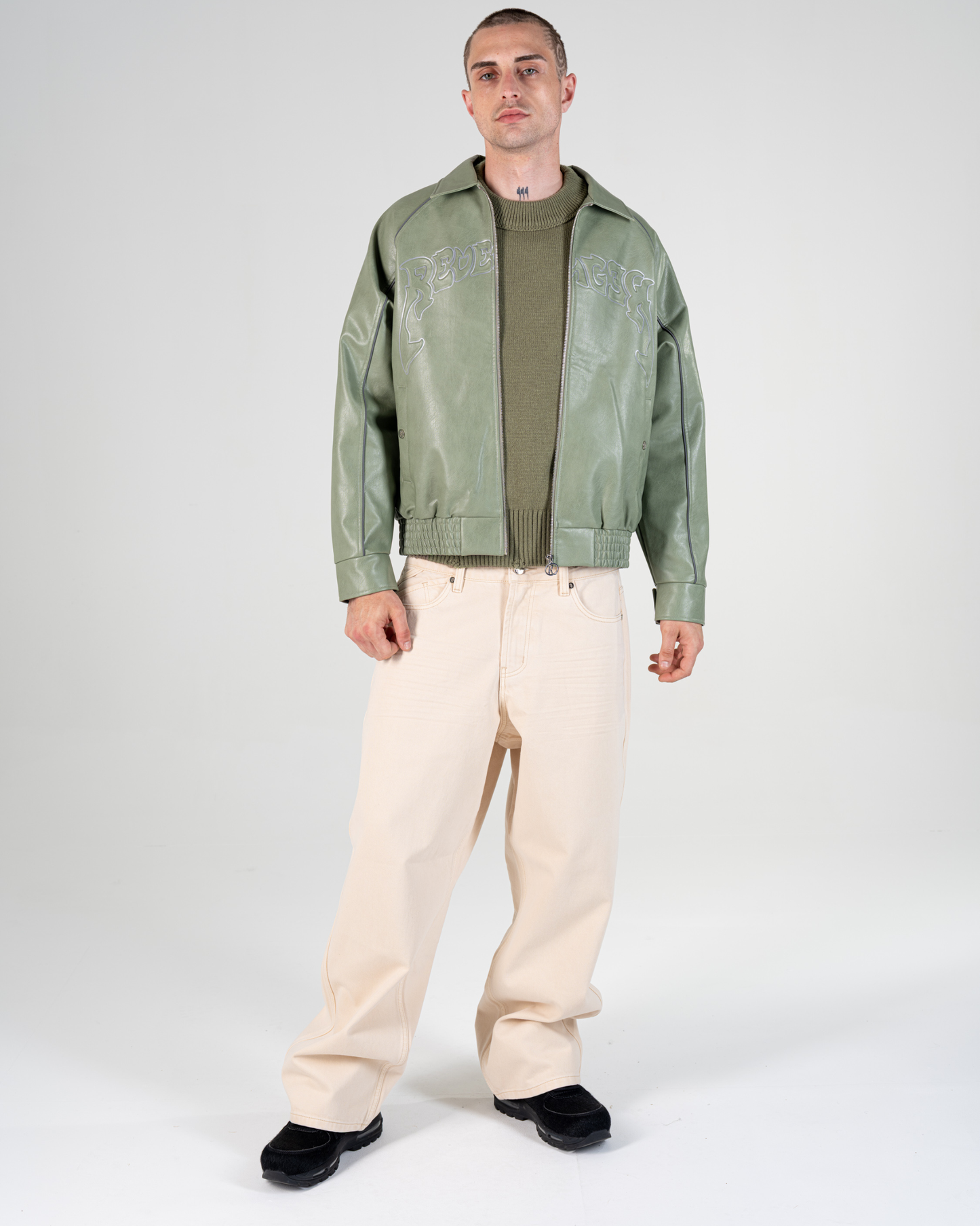VESTE EN SIMILICUIR [OLIVE]