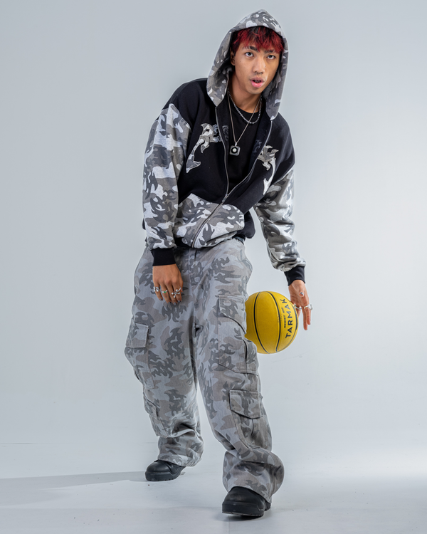 PANTALON CARGO CAMO [NOIR]