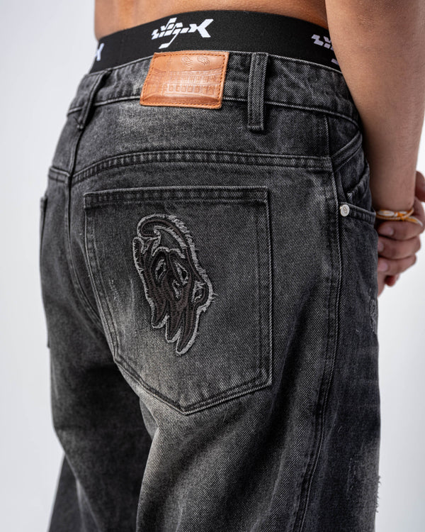 JEANS FLARE FIT CON ZIP [NERO]