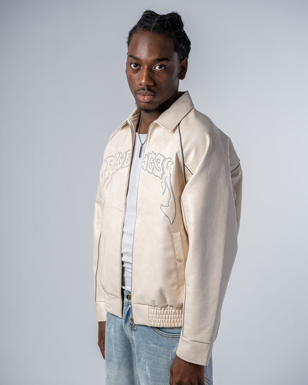 FAUX-LEATHER JACKET [BEIGE]