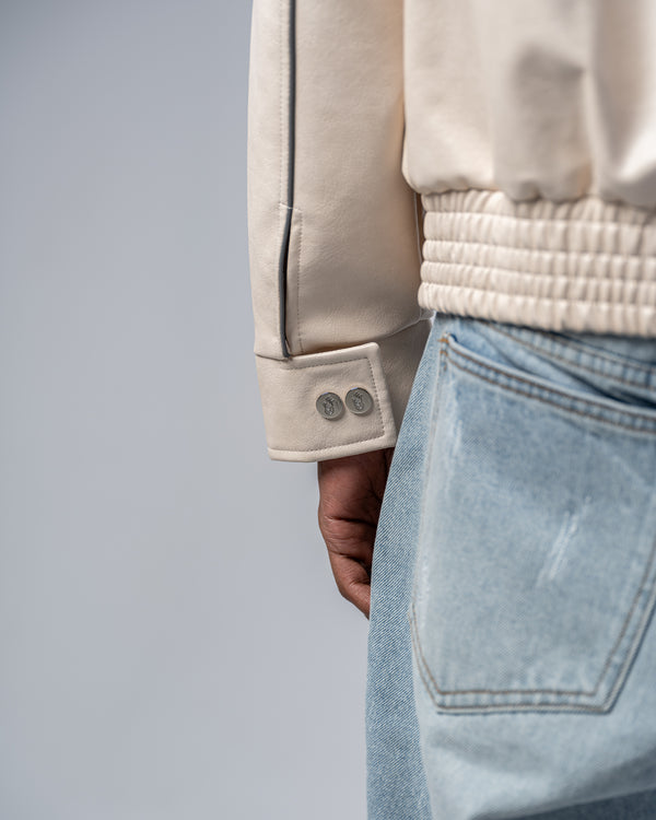 FAUX-LEATHER JACKET [BEIGE]
