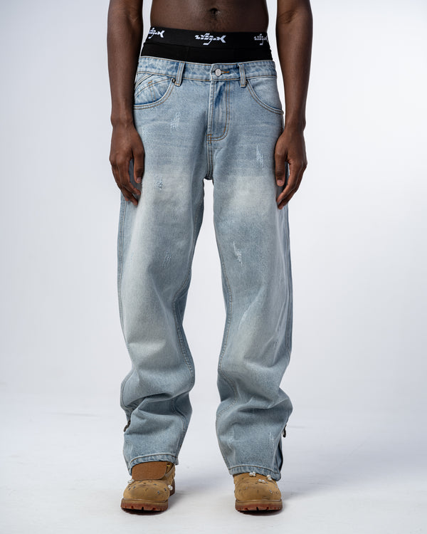 JEANS FLARE FIT CON ZIP [BLU]