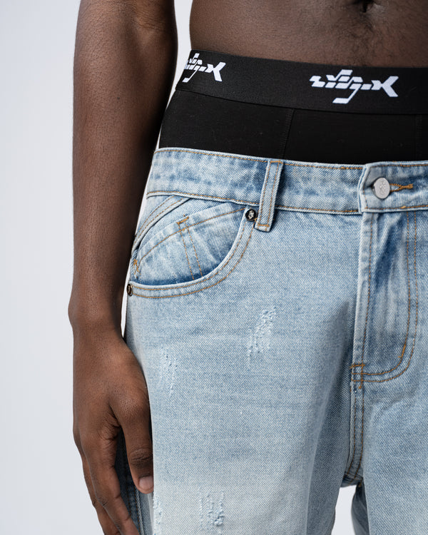 JEANS FLARE FIT CON ZIP [BLU]