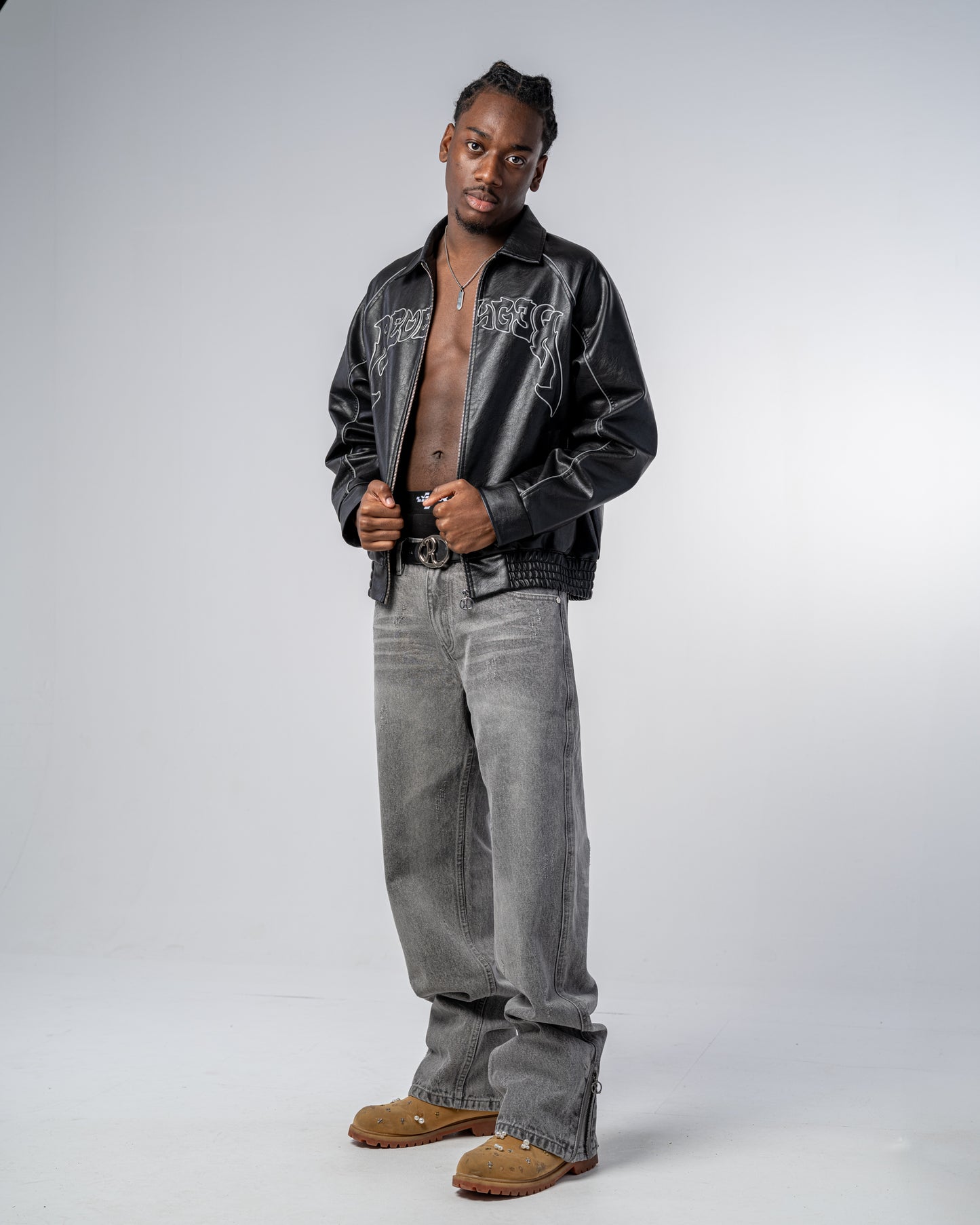 JEANS FLARE FIT CON ZIP [GRIGIO]