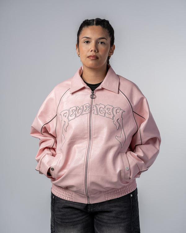 FAUX-LEATHER JACKET [PINK]