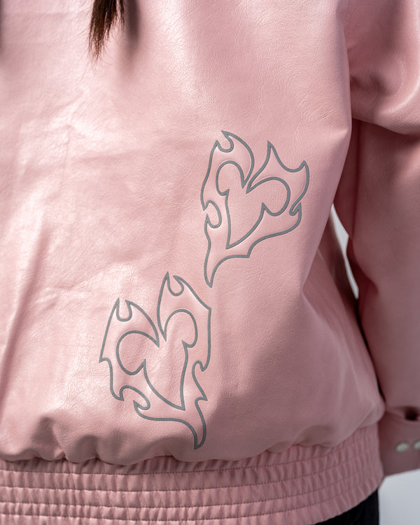 FAUX-LEATHER JACKET [PINK]