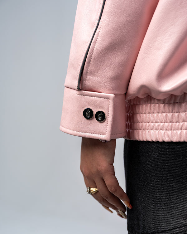 FAUX-LEATHER JACKET [PINK]